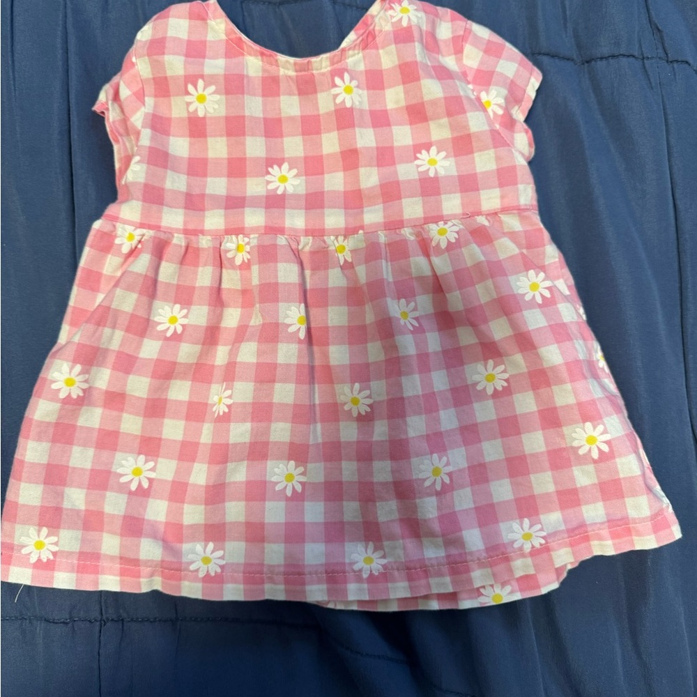 Pink Gingham Dress with Daisy Print